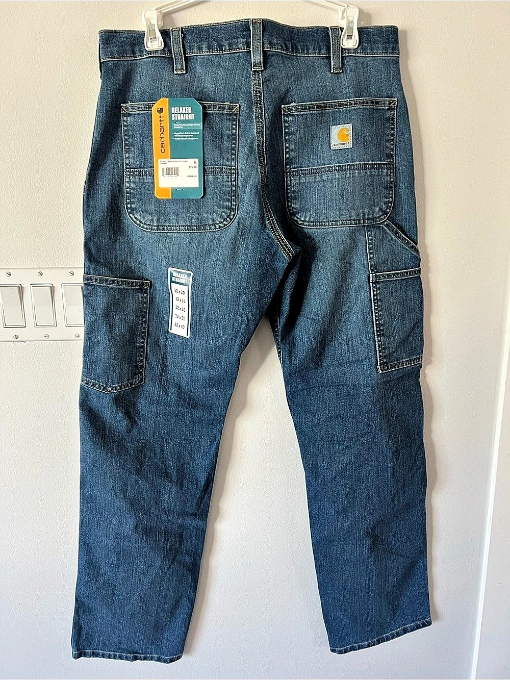 New Carhartt Relaxed Straight Rugged Flex Denim Jeans 32 x30 Workwear Work Blue